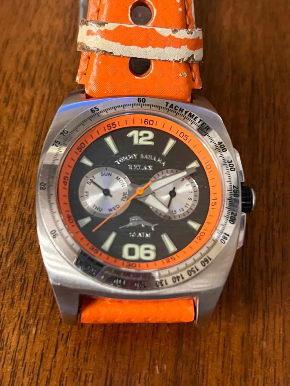 Men's Tommy Bahama Brand Watch/Timepiece With Navy Blue and Orange Face